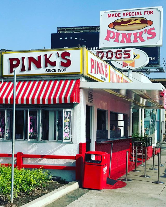 For some ridiculous reason I have decided to eat breakfast here this morning.  Usually there is a long line up and I just happened to be driving by at 9:30 am right when they open.  Oddly I have never had a hot dog here even though I have lived I. Los Angeles for 17 years.  So today is the day.