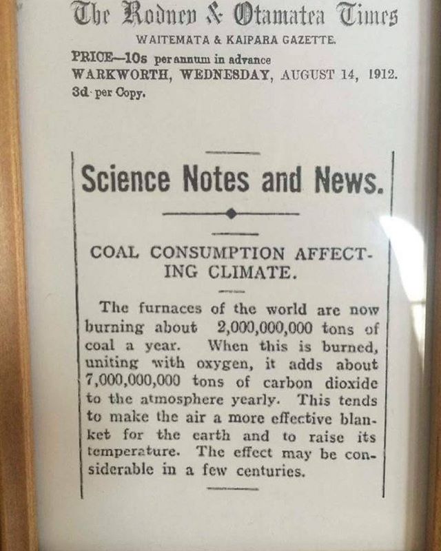 August 14th 1912 article on global warming