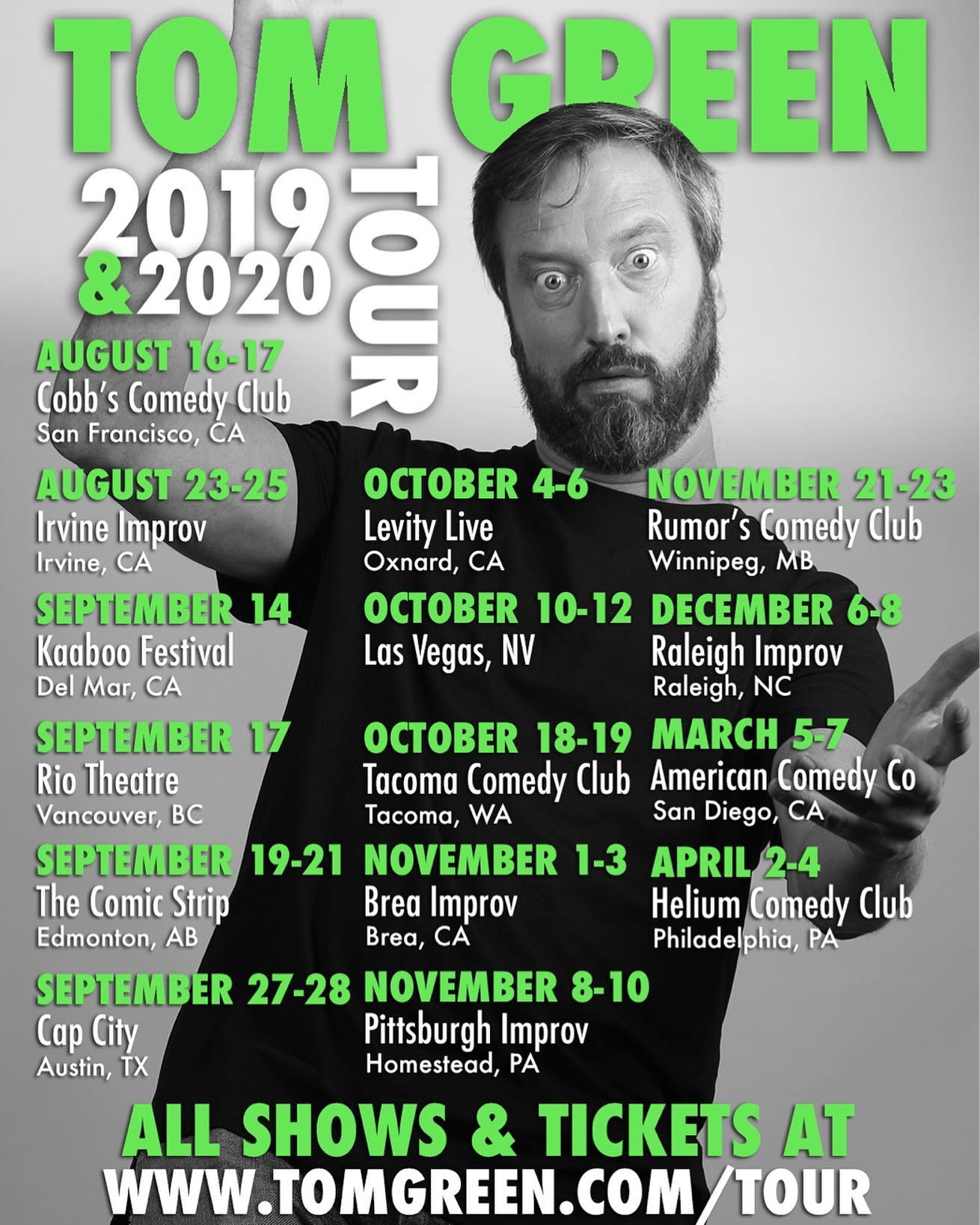 2019 has a lot of comedy left!  Come see me at these cities near you!  Mark your calendars!  Get your tickets!  Let’s laugh!  Woo hoo!  Party!