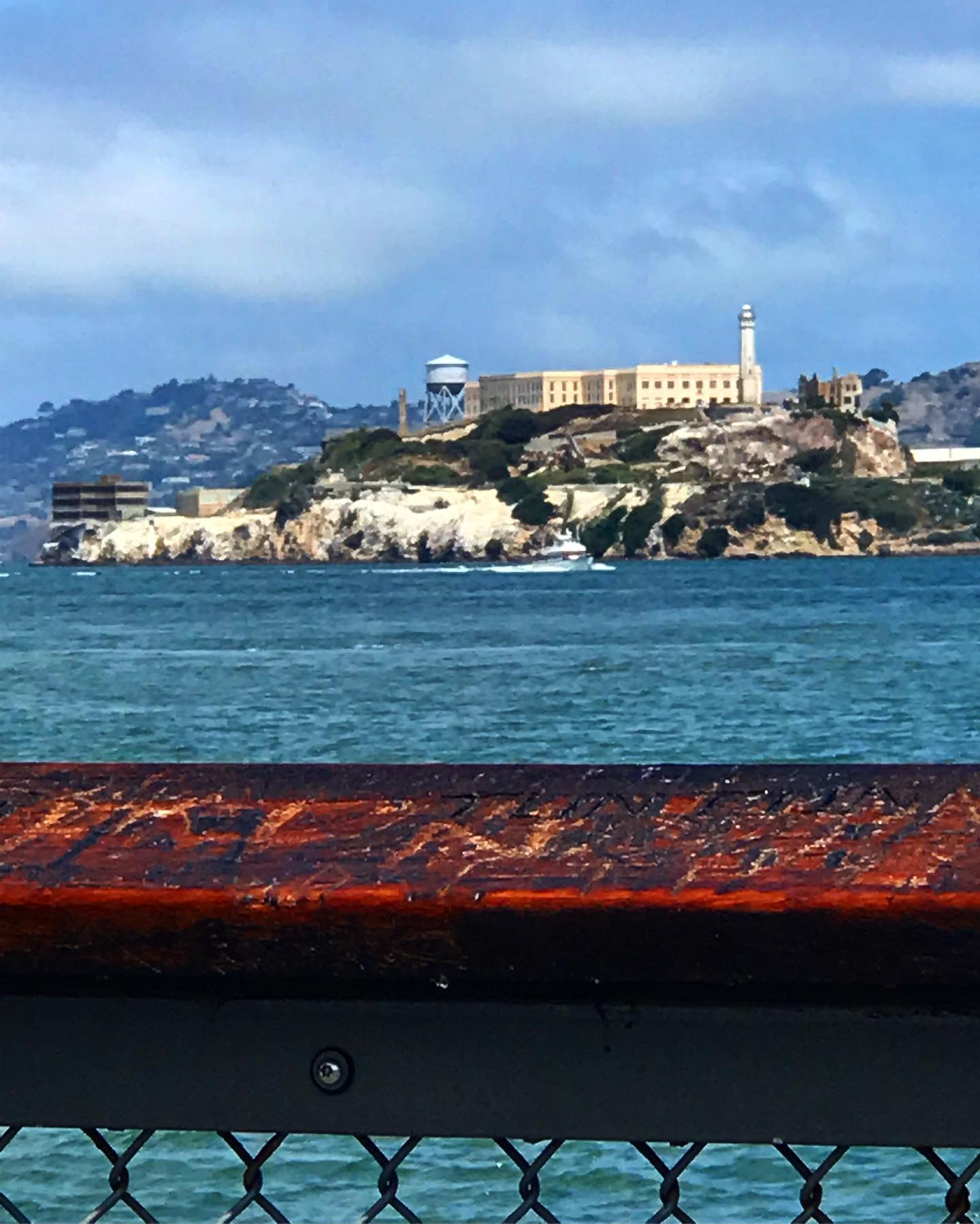 nice day to sit on a park bench and look at Alcatraz.