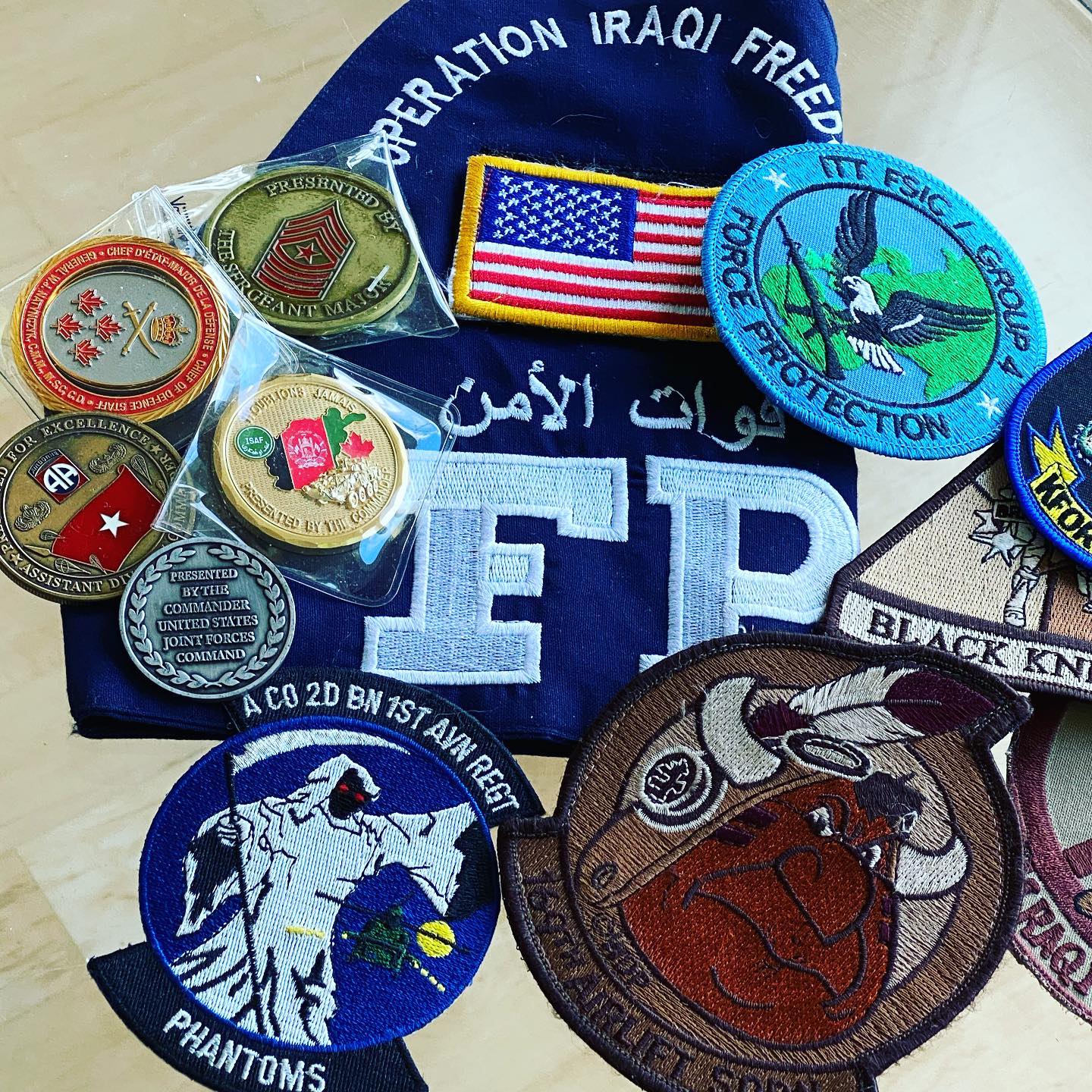 Thank you to the men and women serving in our armed forces here and around the world during this crisis.  Here are some coins and badges presented to me during several of my various USO tours performing comedy for the troops in and elsewhere.  Thank you for your service.  @canadianforces @usarmy @usmarinecorps @usairforce